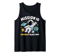 10th Birthday Astronaut Space Rocket Ten Years Old Boys Tank Top