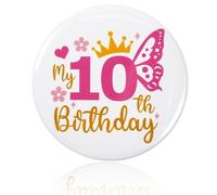 10th Birthday Badge, Birthday Girl Badge, Celebrate Your Little Princess's Special Day with a Sparkling, Party Accessor, Celebration Decoration