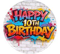 10th Birthday Badge for Boys & Girls Graffiti Style Design 10 Years Old Happy Birthday Badge for Son Daughter Nephew Niece Grandson Granddaughter Birthday Gifts