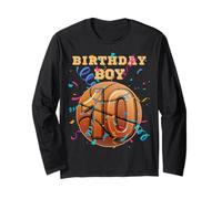 10th Birthday Boy Ten 10 Years Old Basketball Players Team Long Sleeve T-Shirt
