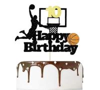 10th Birthday Cake Topper, 10th Birthday Decorations, Happy Birthdays Cake Decorations, HSC Black Glitter Basketball Dunking Design Cakes Pick for Boys, DIY 10 Years Old Birthday Party Supplies