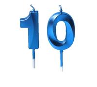 10th Birthday Candles Blue Number 10 Happy Birthday Candles Cake Topper Decorations for Children Birthday Party for 3D Designed Wedding Anniversary Party Wedding Anniversary Celebration Supply