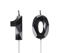 10th Birthday Candles for Cake,Black Number 10 Candle Decorations Birthday Party,3D Design Birthday Candle for Girls Boys 10th Birthday Theme Anniversary Supplie Decorations