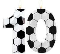 10th Birthday Candles Number 10 Candles Soccer Happy Birthday Candle Premium Wax & 3D Diamond Design Soccer Themed Cake Topper Decorations for Men Boy Birthday Party Soccer Fan Celebration Supplie