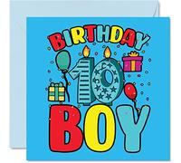 10th Birthday Card Boy - Birthday Boy - Card 10 Year Old Boy, Boys Cards for Him, 145mm Greeting for Son Brother Grandson Nephew Cousin God Son