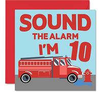 10th Birthday Card Boy - Fire Engine - Happy Birthday Card 10 Year Old Boy, Boys Cards for Him, 145mm Greeting for Son, Brother, Grandson, Nephew, Cousin, God Son