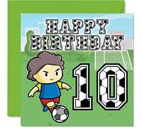 10th Birthday Card Boy - Football Fan - Happy Birthday Card 10 Year Old Boy, Boys Cards for Him, 145mm Greeting for Son, Brother, Grandson, Nephew, Cousin