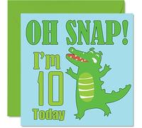 10th Birthday Card Boy - Oh Snap Crocodile - Happy Birthday Card 10 Year Old Boy, Boys Cards for Him, 145mm Greeting for Son, Brother, Grandson, Nephew, Cousin, God Son