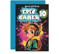 10th Birthday Card boys - Epic Gamer boy - Happy Birthday Card for 10 Year Old boy Kids, A5 Ten Tenth Bday Video Game Gaming Greeting Cards