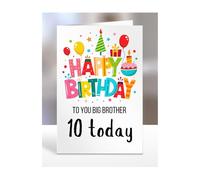 10th birthday card for Big Brother, gifts for girl, girls, boy, boys, gift, presents, female, male, him, her, Happy birthday to you, 10 years old today, A5-162j_3
