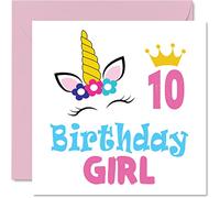 10th Birthday Card Girl - Unicorn Birthday Card - Happy 10 Year Old Girl, Girls Cards for Her, 145mm Greeting for Daughter Niece Granddaughter Kid Children