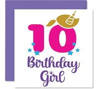 10th Birthday Card Girl - Unicorn Birthday Card - Happy 10 Year Old Girl, Girls Cards for Her, 145mm Greeting for Daughter Niece Granddaughter Kid Children