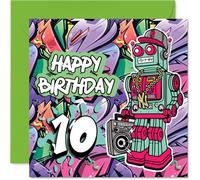 10th Birthday Cards for Boys, Wicked Graffiti Robot