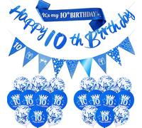 10th Birthday Decorations Kit for Boy - Double Digits Birthday Decoration with Birthday Banner, Balloons & Party Supplies