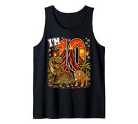 10th Birthday Dinosaur Erupting Volcano 10 Ten Birthday Boys Tank Top