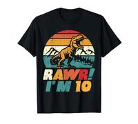 10th Birthday Dinosaur Rawr Im 10 Retro Bday Trex Boys Kids T-Shirt