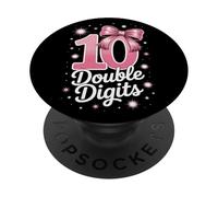 10th Birthday Double Digits Pink Bow Ten Year Old Girl Party PopSockets Adhesive PopGrip
