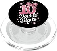 10th Birthday Double Digits Pink Bow Ten Year Old Girl Party PopSockets PopGrip for MagSafe