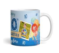 10th Birthday Gift For Boy Balloons Photo Tea Coffee Cup Personalised Mug |Personalised Birthday Mug | Photo Mug | Picture Mug | Personalised Mug | Cup | 10th Birthday | 10 Years Old |