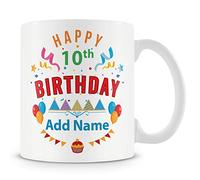 10th Birthday Gift for Boys and Girls - Personalised Mug/Cup - Add Name - Party Design