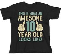 10th Birthday Gift - This is What an Awesome 10 Year Old Looks Like - Boys Girls Kids Organic T-Shirt (9/11 Years, Black)