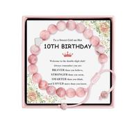 10th Birthday Gifts for Girls, Bead Bracelets for 10 Year Old Girls Gifts, Double Digits Birthday Box for Her, Adjustable Stone Bracelet for Daughter, Granddaughter, Niece, Classmate