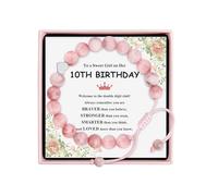 10th Birthday Gifts for Girls, Beaded Bracelets for 10 Year Old Girl Gifts, Double Digits Birthday Box for Her, Adjustable Stone Pearl Bracelet Presents for Daughter Granddaughter Niece Classmate