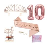 10th Birthday Girl Crown Birthday - Sash Birthday and Birthday Crown for Gifts Girls 10 Years, Birthday Girl for Birthday Party Decoration Supplies