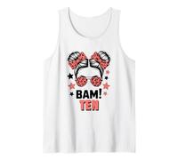 10th Birthday Girl Messy Bun Bäm! Ten Years Old Tank Top