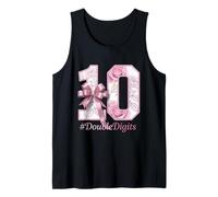 10th Birthday Girl Pink Coquette Bow 10 Year Old Aesthetic Tank Top