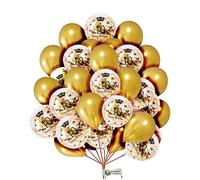 10th Birthday Gold Pearl Balloons - Metallic Glitter, 12 inch, Pack of 16 with 10m Ribbon