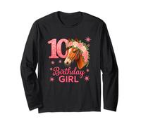 10th Birthday Horse Girl Turning Nine Cowgirl Pony Party Long Sleeve T-Shirt