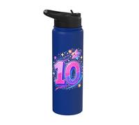 10th Birthday Kawaii Girl Celebration Stainless Steel Insulated Water Bottle