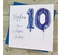 10th Birthday Nephew Blue Helium Balloon Card - by WHITE COTTON CARDS HB10-NEP