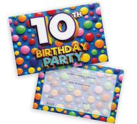 10th Birthday Party Invitations Kids - Candy Sweets Chocolate 20 Pack - Childrens Birthday Invitations for Boys/Girls A6 Bday Party Invites Invitation Cards with Folding Envelopes