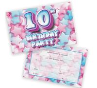 10th Birthday Party Invitations Kids - Sweet Marshmallow 20 Pack - Childrens Birthday Invitations for Boys/Girls A6 Bday Party Invites Invitation Cards with Folding Envelopes