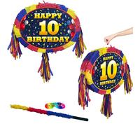10th birthday pinata with stick - Ten party game - Big 18 inch