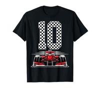 10th Birthday Race Car Ten 10 Years Old Checkered Flag T-Shirt