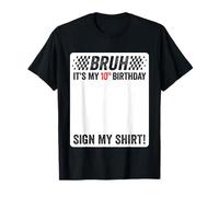 10th Birthday Sign My Shirt Boys Checkered Race Car Party T-Shirt