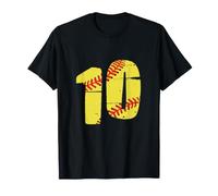 10th Birthday Softball Number Ten 10 Year Old Double Digits T-Shirt