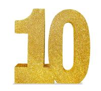 10th Birthday Table Decorationsfor Boys Girls, 8" Number 10 Glitter Table Decoration Centrepiece,Standing Large Gold 10 Sign Table Number for Birthday Wedding Anniversary Table Decorations