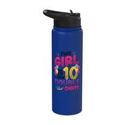 10th Birthday This Girl is Now 10 Double Digits Birthday Stainless Steel Insulated Water Bottle