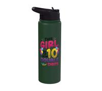 10th Birthday This Girl is Now 10 Double Digits Birthday Stainless Steel Insulated Water Bottle