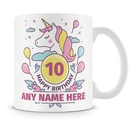 10th Birthday Unicorn Gift for Girls - Personalised Mug/Cup - Add Name - Unicorns Birthday Design