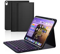 10th Case with Bluetooth Keyboard Compatible with iPad 10th Generation 10.9-inch 2022, Protective Cover with Pencil Holder,Detachable Wireless Rechargeable Keyboard with Adjustable Backlit