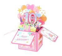 10th Happy Birthday Pop Up Card, Colorful Happy Birthday 3D Cards with Envelope Creative Stylish Boxed Gift Sweet Decoration From Mom Dad for 10th Girls Boys