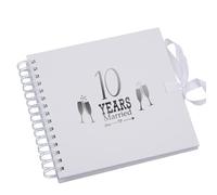 10th Tin Anniversary White Scrapbook Guest Book Photo album Silver Script