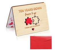 10th Tin Wedding Anniversary Bamboo Card, Unique Keepsake for Wife Husband, 10 Years Marriage Greeting Card, Unusual Wedding Season Gift for Couple Her Him