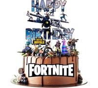 10th Video Game Happy Birthday Cake Topper, Paper Badge Party Supplies Decoration Supplies for Kids Adults Girls Boys (10 Year) (all)