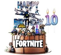 10th Video Game Happy Birthday Cake Topper, Paper Badge Party Supplies Decoration Supplies for Kids Adults Girls Boys (10 Year) (10th)